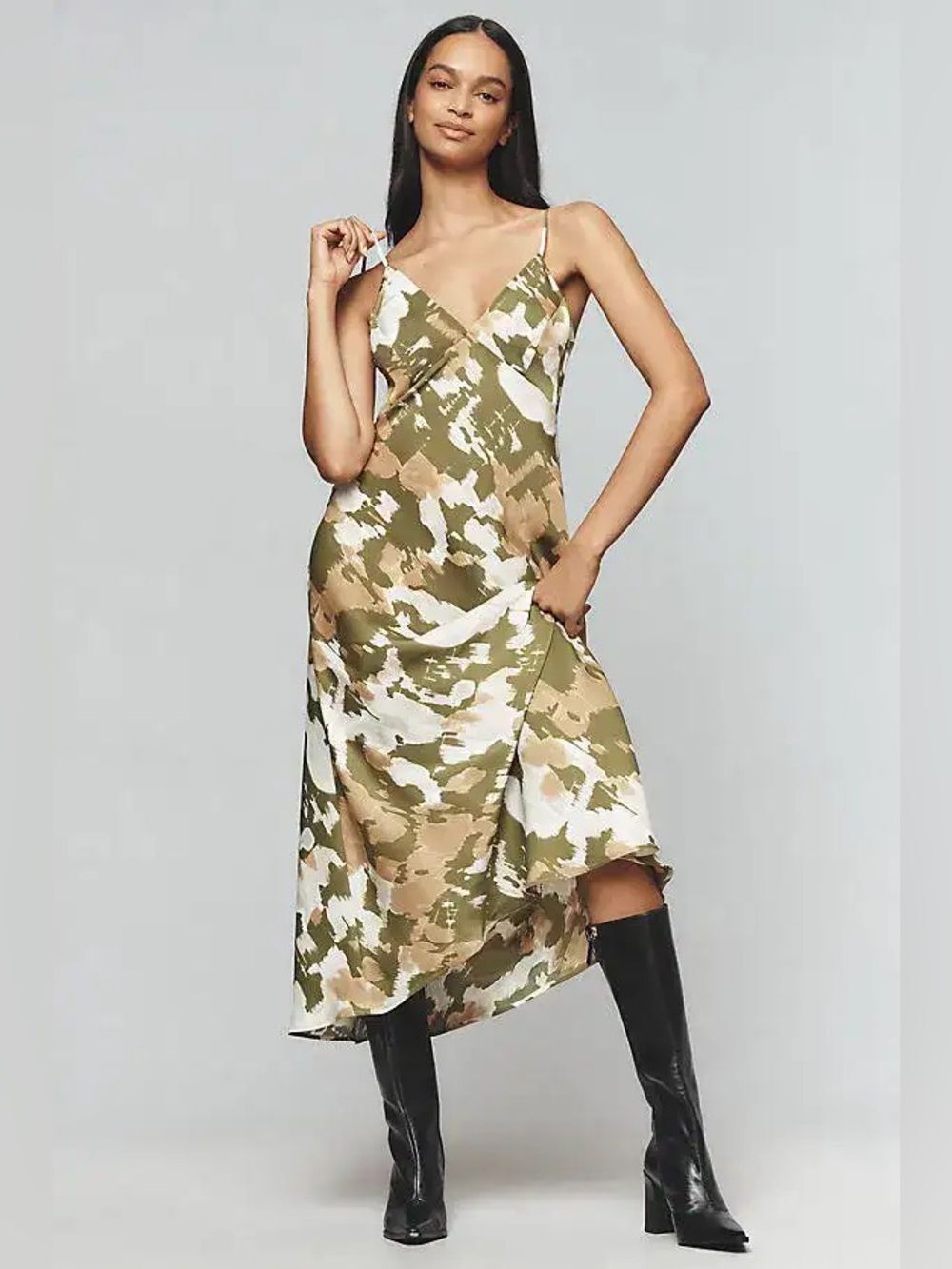 By Anthropologie Sleeveless V-Neck Slip Midi Dress Size Xs